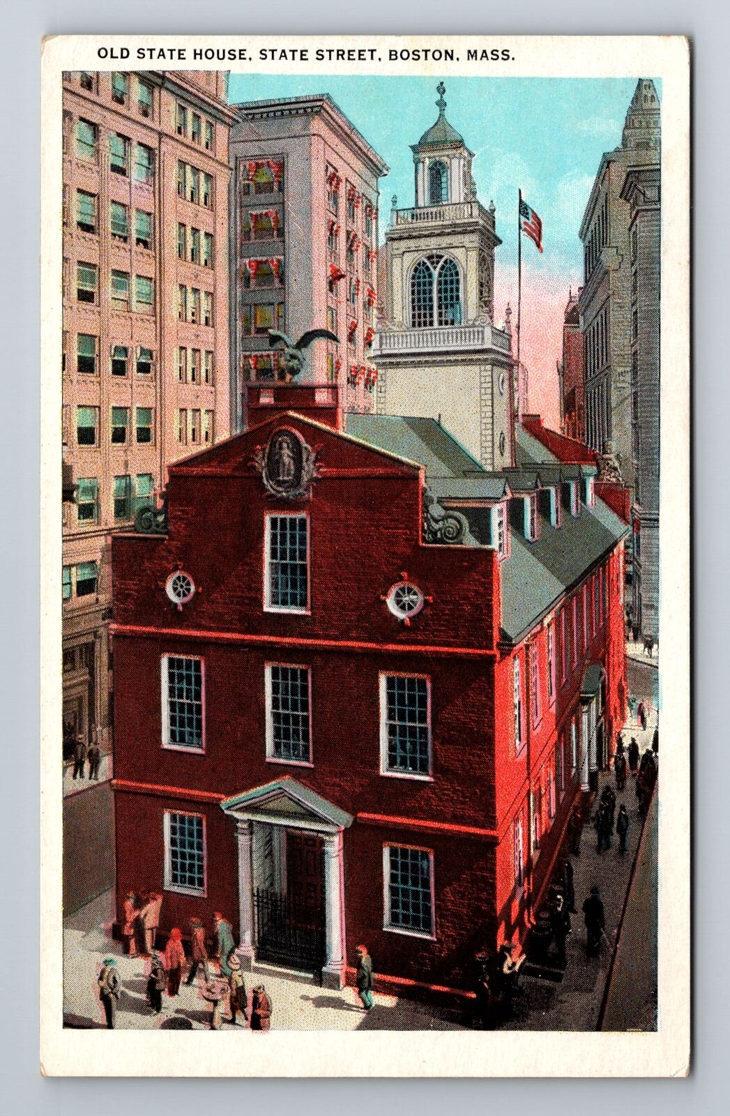 Boston, MA-Massachusetts, Old State House State Street Antique, Vintage Postcard