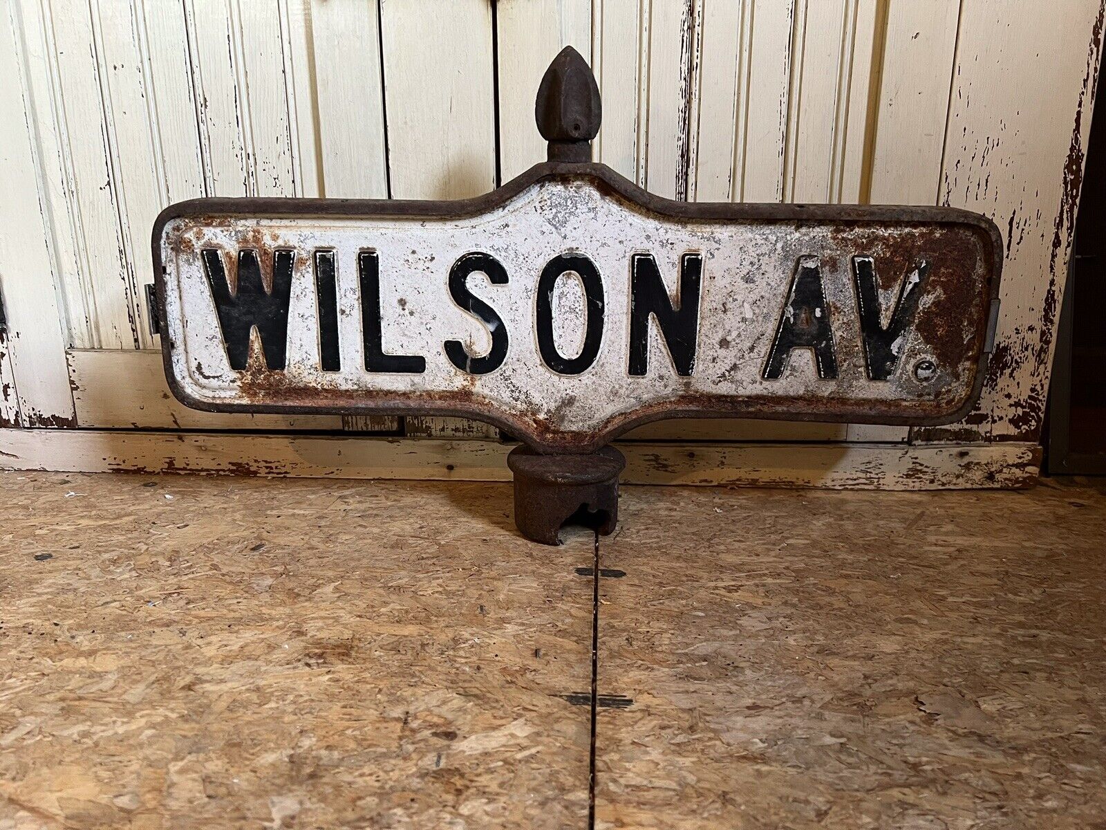 Vintage Street Sign Embossed Metal Cast Iron New York City Wilson Av.