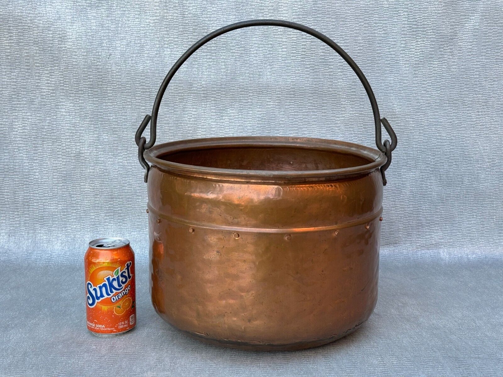 VINTAGE DUTCH COPPER MILK PAIL BUCKET MADE IN HOLLAND HAND SOLDERED WINDMILL TAG