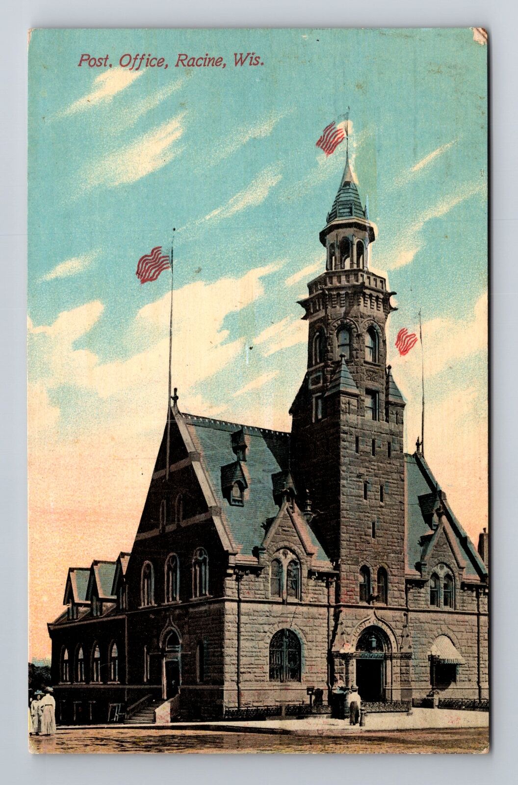 Racine WI-Wisconsin, United States Post Office, Antique, Vintage Postcard