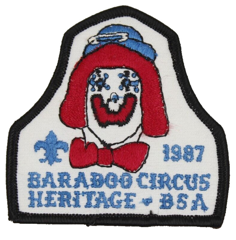 1987 Baraboo Circus Heritage Trail Patch Glacier's Edge Council WI Clown