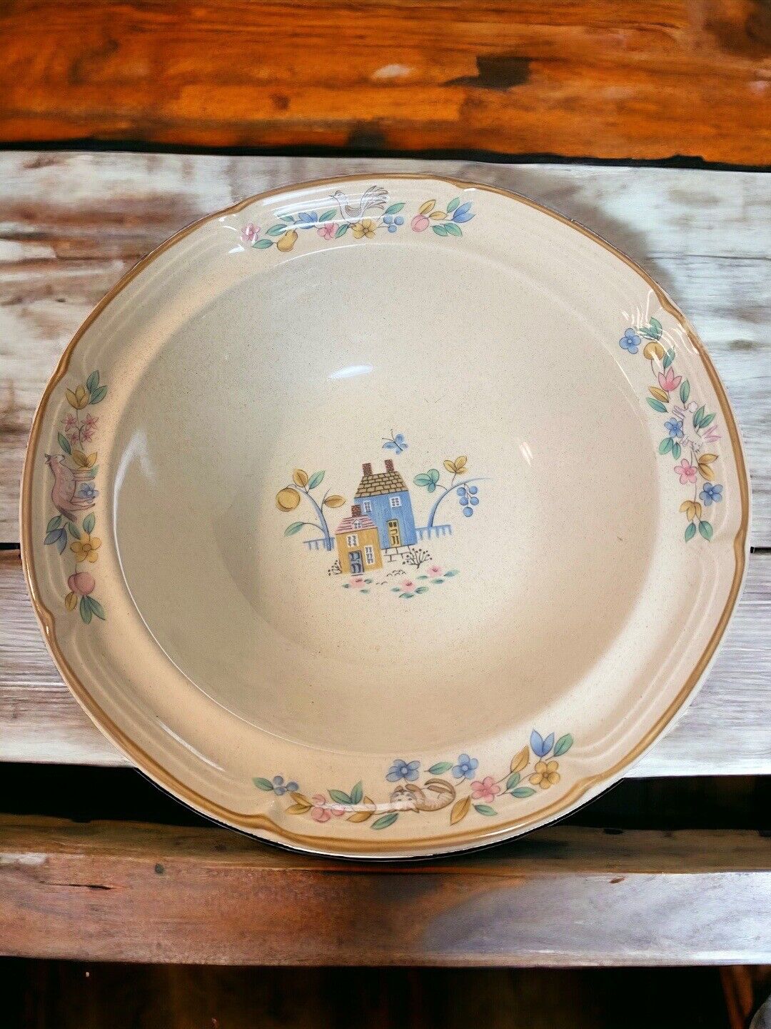 Vintage 90s Country Home Kitchen Cottage Core Heartland Fruit Bowl 1994 animals