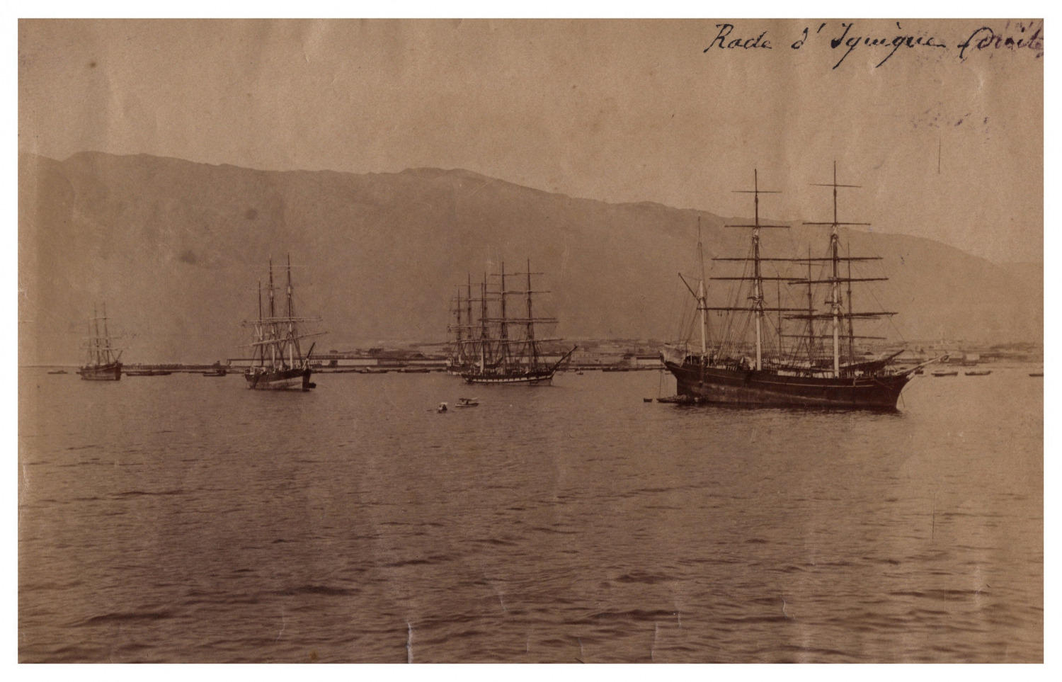 Chile, Iquique, La Rade, Vintage Print, ca.1880 Vintage Print d'e Print