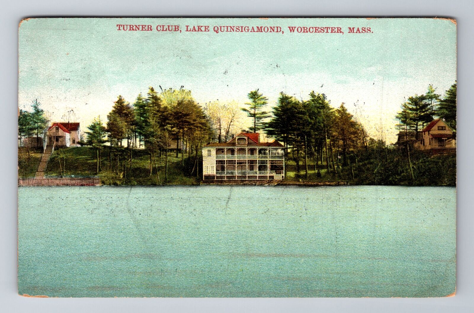 Worcester MA-Massachusetts, Turner Club, Antique, Vintage c1909 Postcard