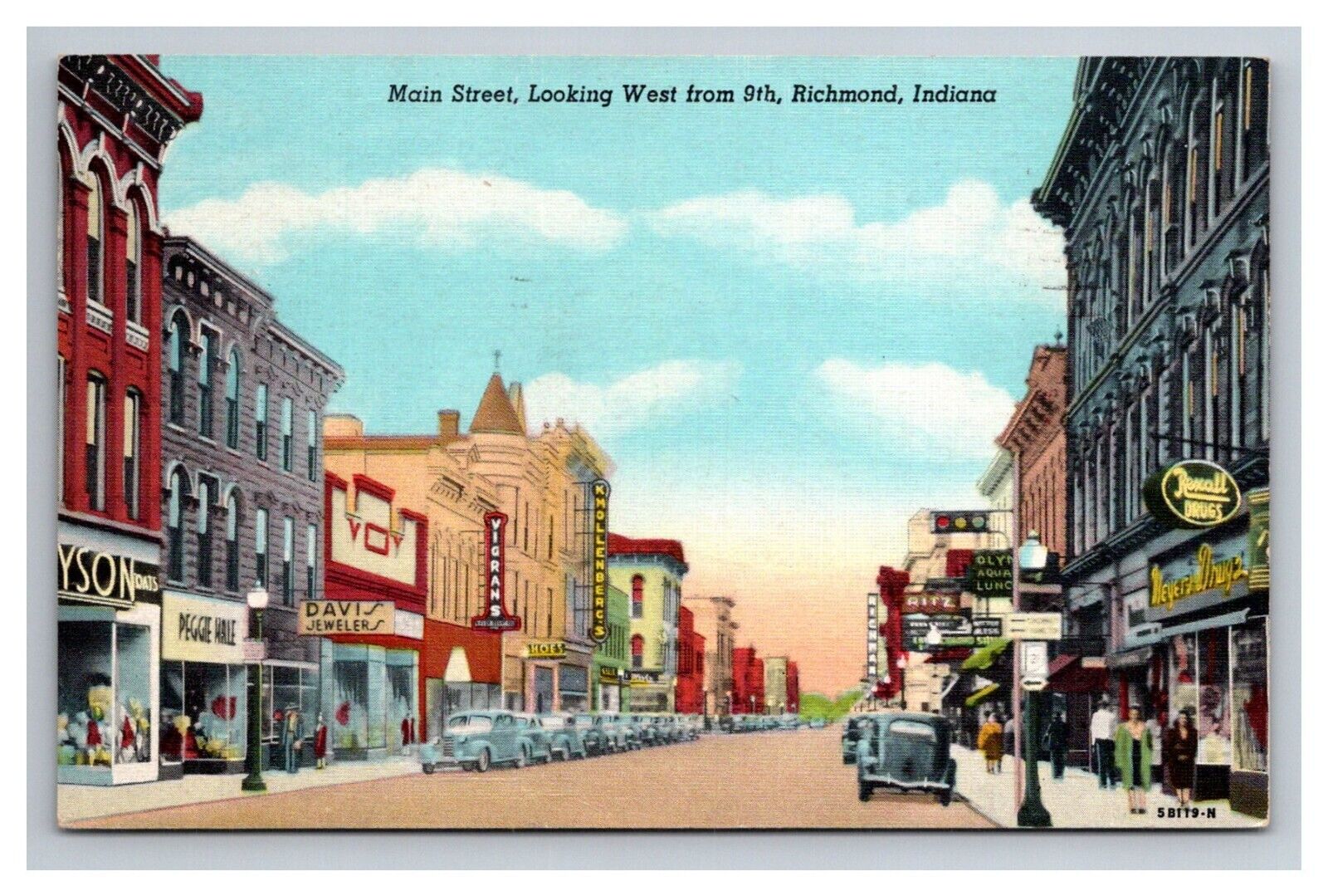 Postcard Richmond Indiana Main Street View