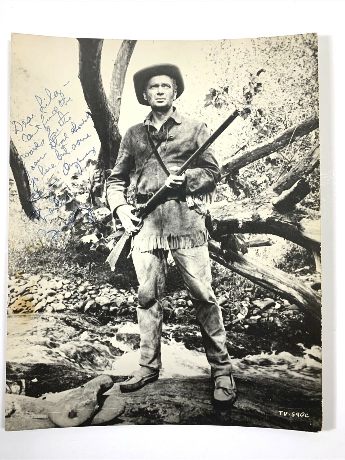 Buddy Ebsen Disney Davy Crockett 1955 Autographed 8x10 Photo B&W personal msg
