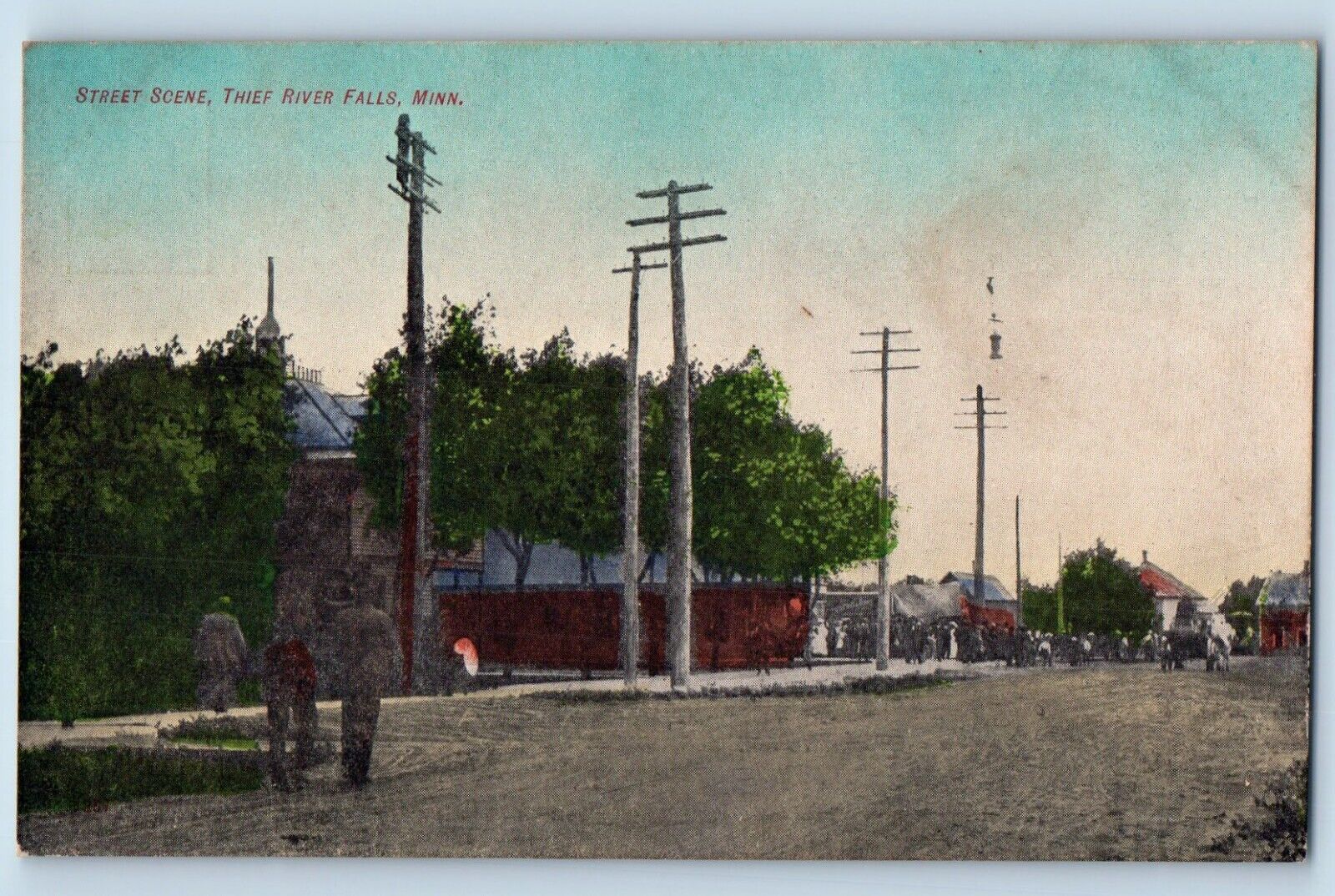 Thief River Falls Minnesota Postcard Street Scene Exterior Building 1910 Vintage
