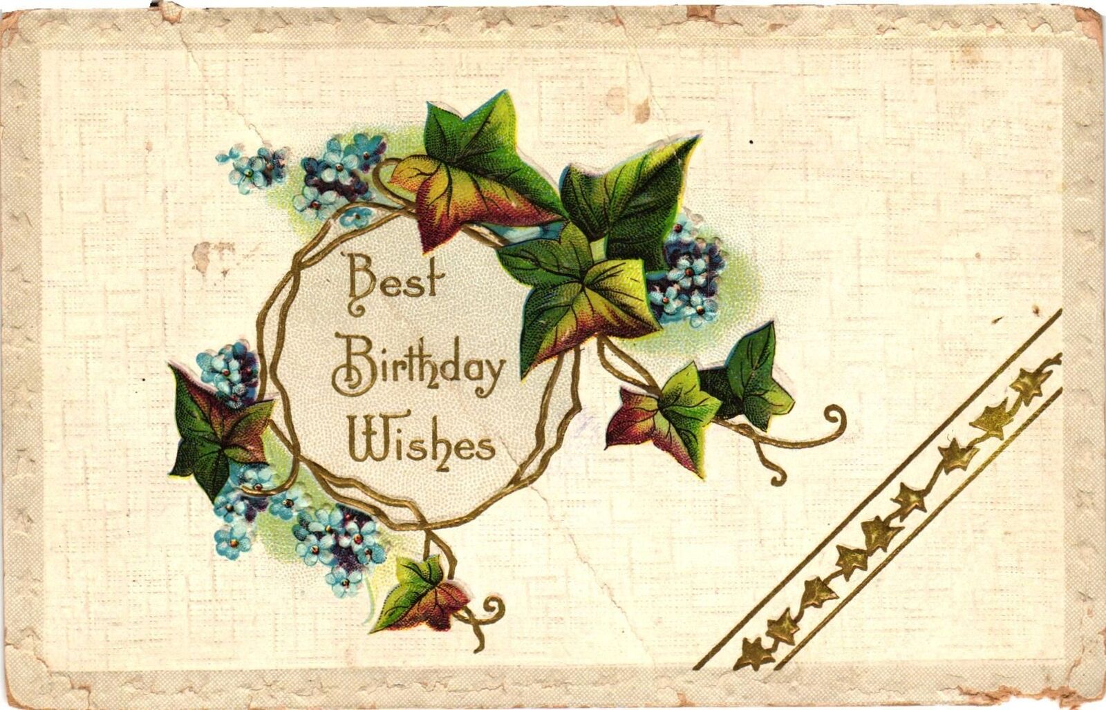 VTG EMBOSSED Postcard- Birthday, Best Birthday Wishes 1910 UnPost