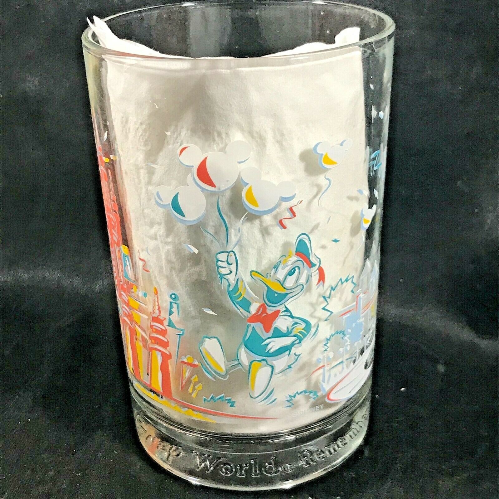 Vintage Walt Disney World 25th Anniversary Donald Duck Commemorative Glass