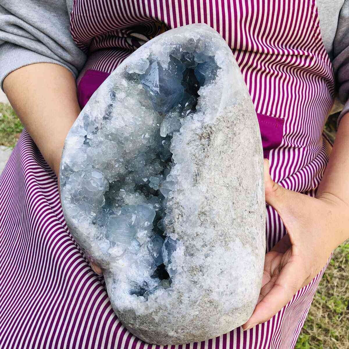14LB Natural Beautiful Blue Celestite Crystal Geode Cave Mineral Specimen 629