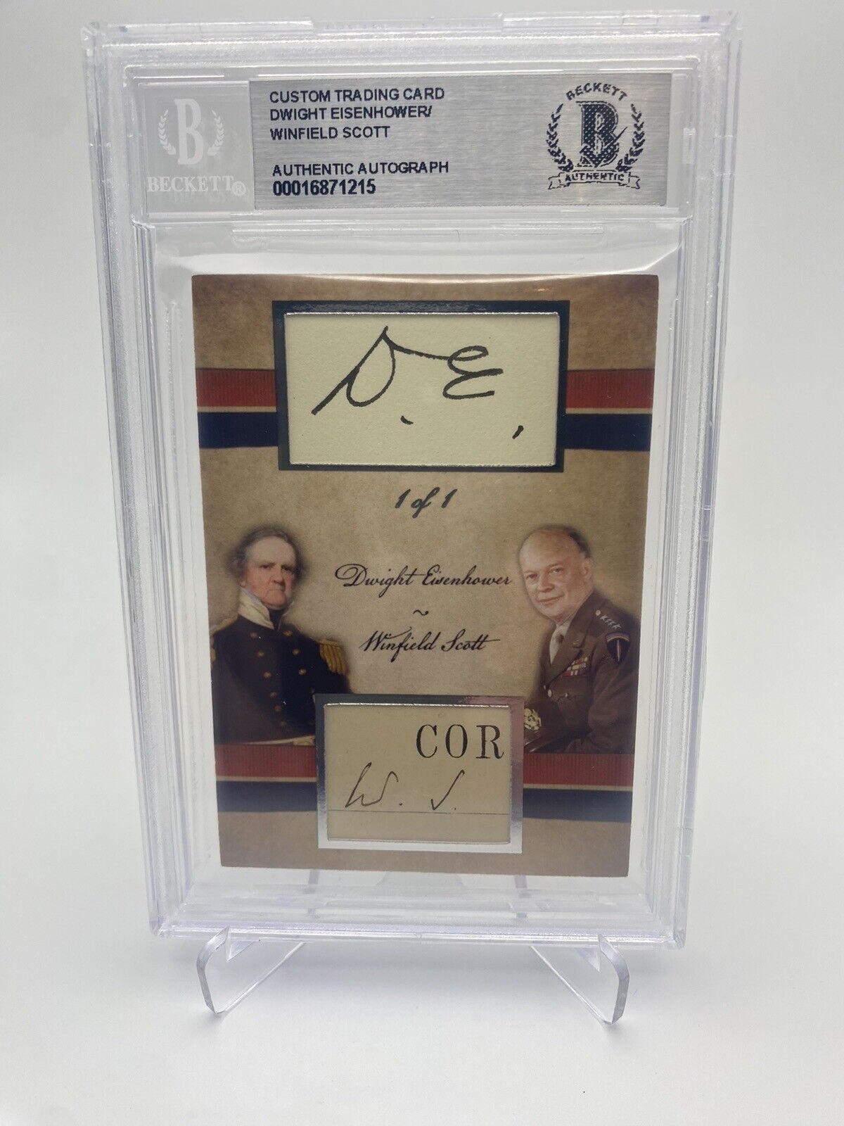 Winfield Scott/Dwight Eisenhower Cut Autograph 1/1 BAS Custom WWII Civil War
