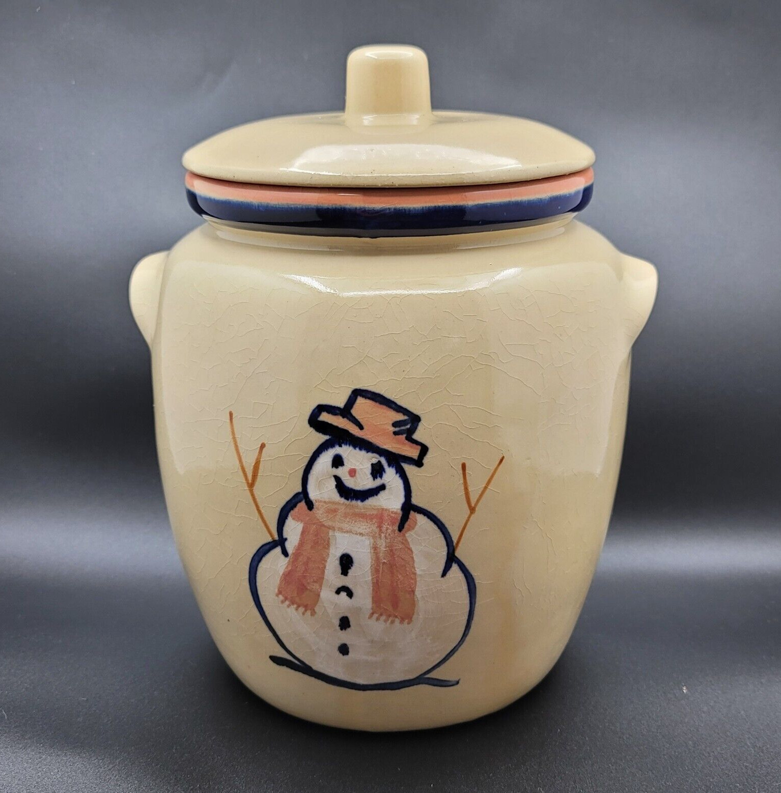 Vintage SNOWMAN COOKIE JAR by RRPCo Robinson-Ransbottom Pottery Roseville, Ohio
