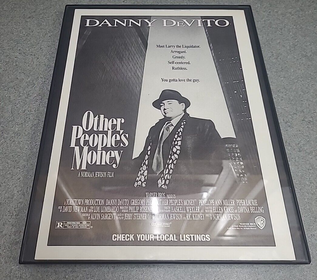 Danny Devito Other People\'s Money Movie 1991 Print Ad Framed 8.5x11 
