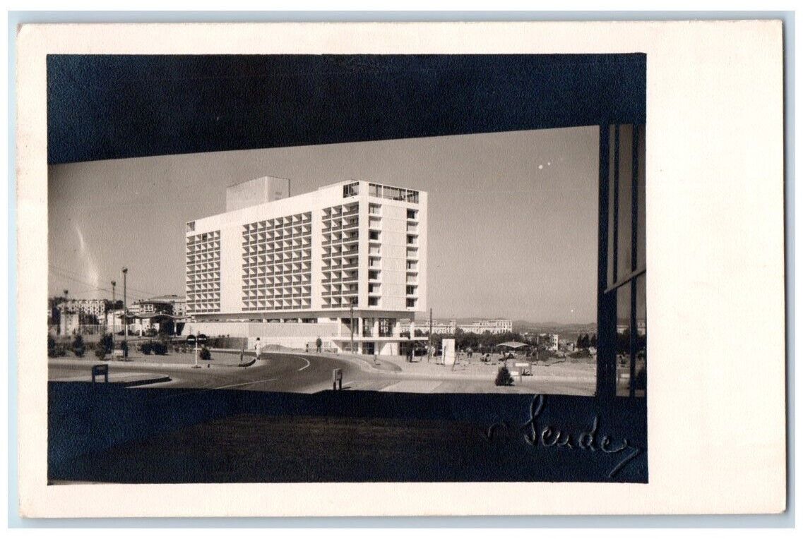 c1955 Hilton Hotel Marmara Sea View Istanbul Turkey RPPC Photo Posted Postcard