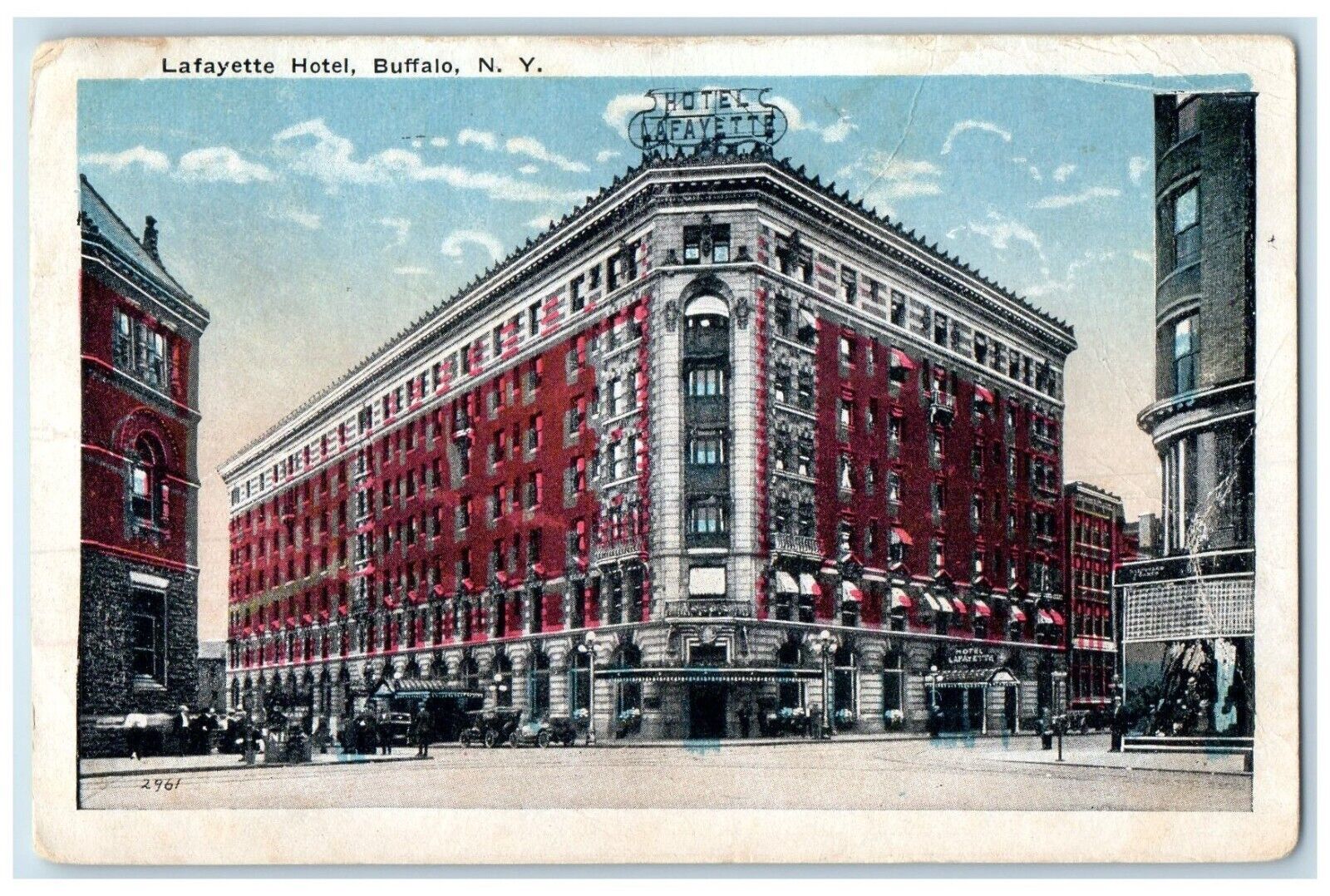 1917 Lafayette Hotel Exterior Building Buffalo New York Vintage Antique Postcard