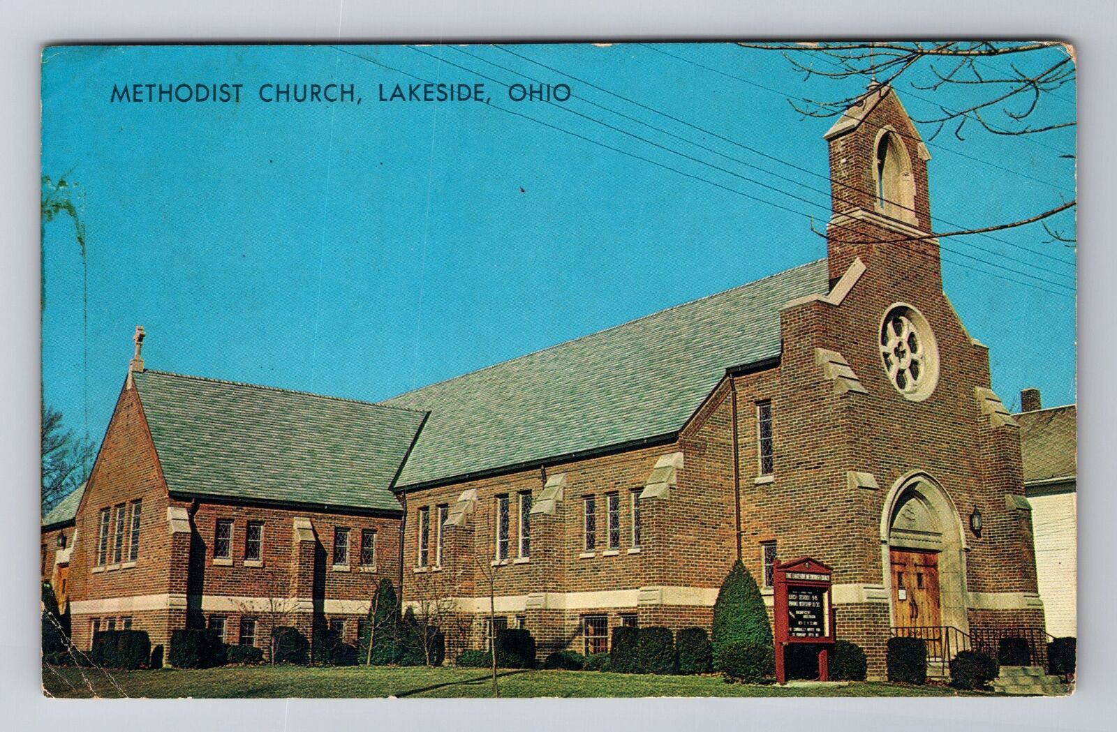 Lakeside OH-Ohio, Methodist Church, Religion, Vintage Souvenir Postcard