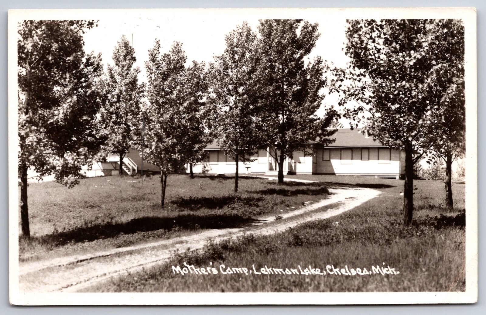 Chelsea Michigan~Drive to Mother\'s Camp Buildings @ Lehman Lake~1950s RPPC