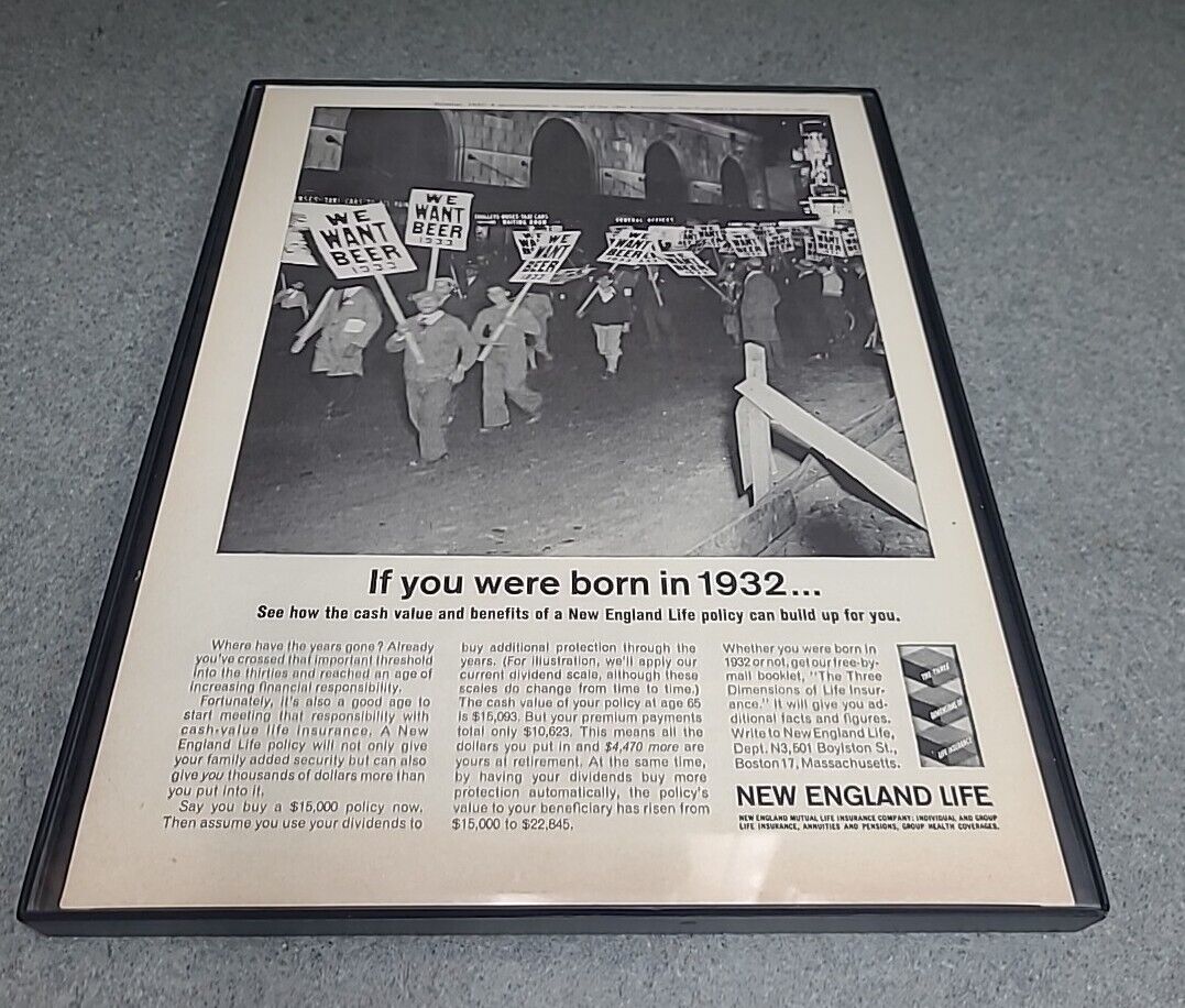New England Life  1963 Print Ad Framed 8.5x11 