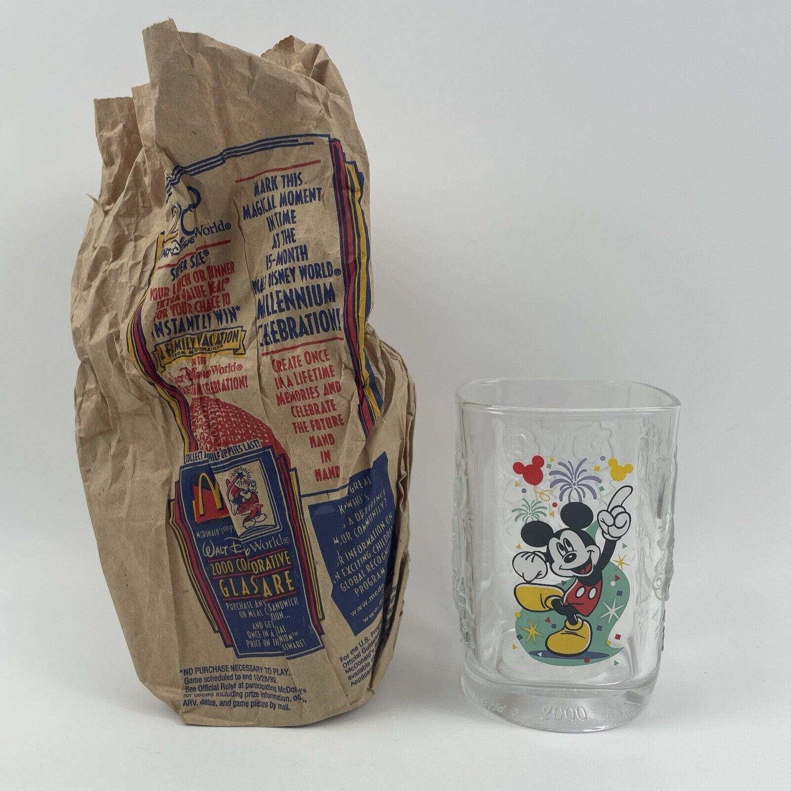 Vintage 1999 McDonald’s Disney Magic Kingdom Tumbler Mickey Mouse Original Bag