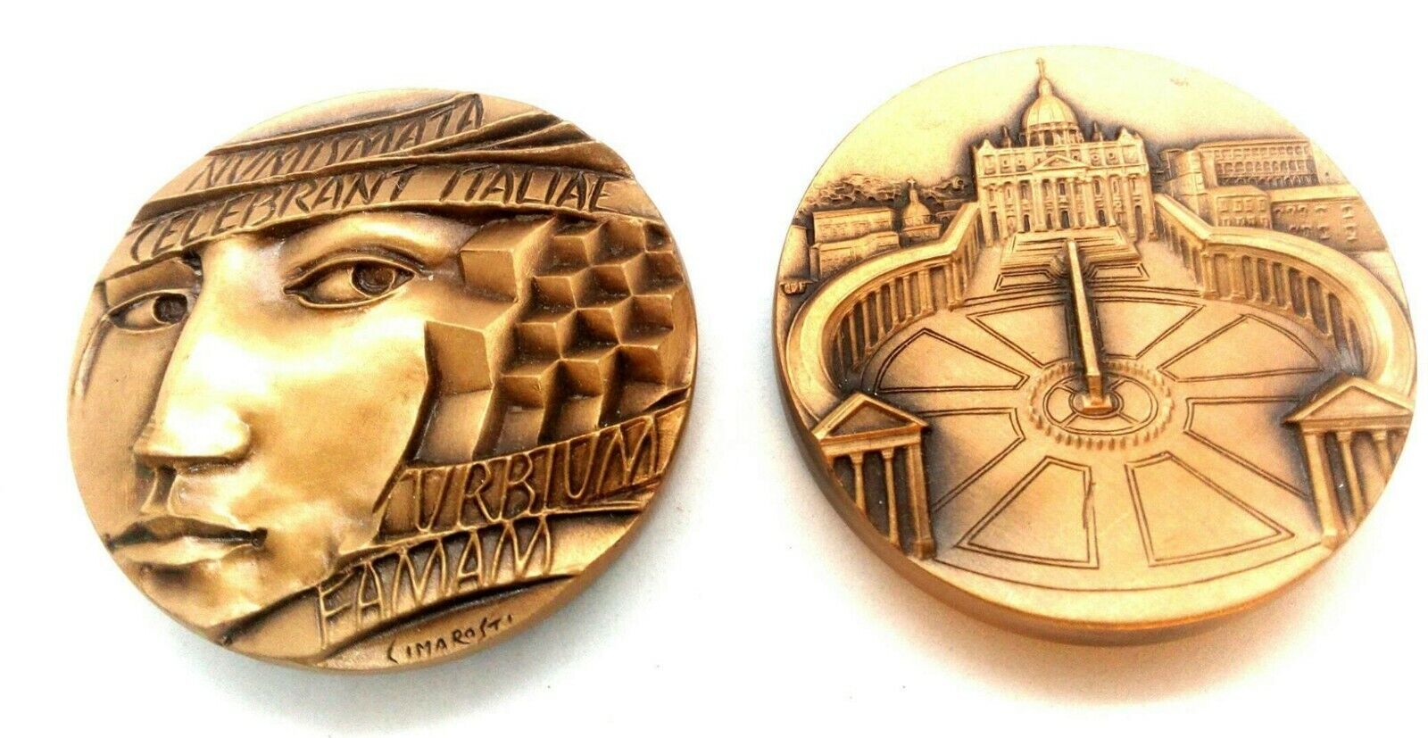 St. Peter's Square Collectible Bronze Medal, Made in Milan,Italy w/Free Postcard
