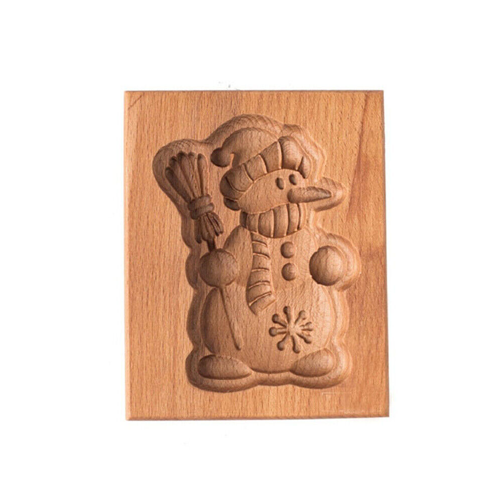 Christmas Wooden Gingerbread Carved Shortbread Mold Cookie Cutter Molds US