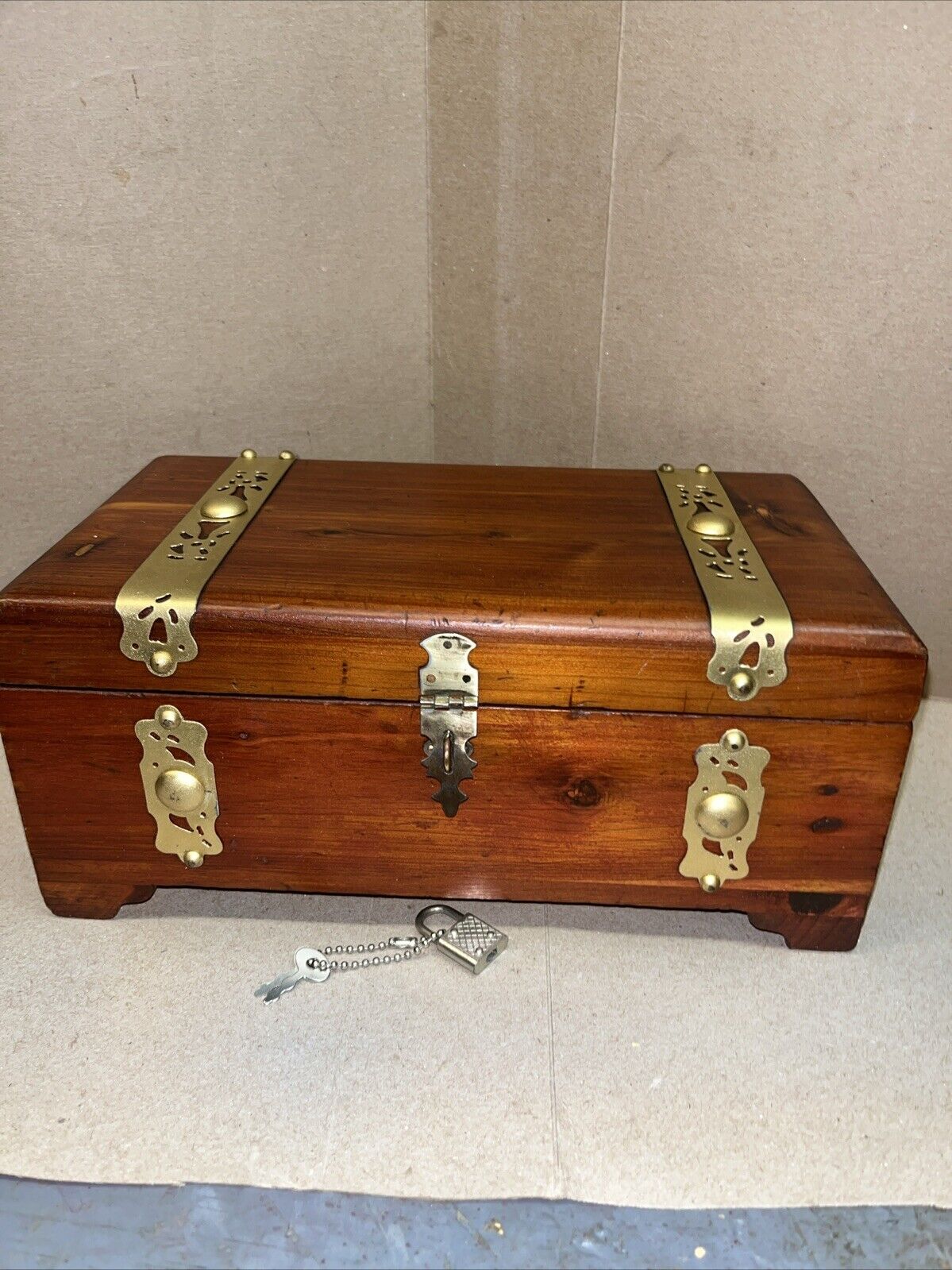 Vintage Cedar Wood  Jewelry And Storage Box