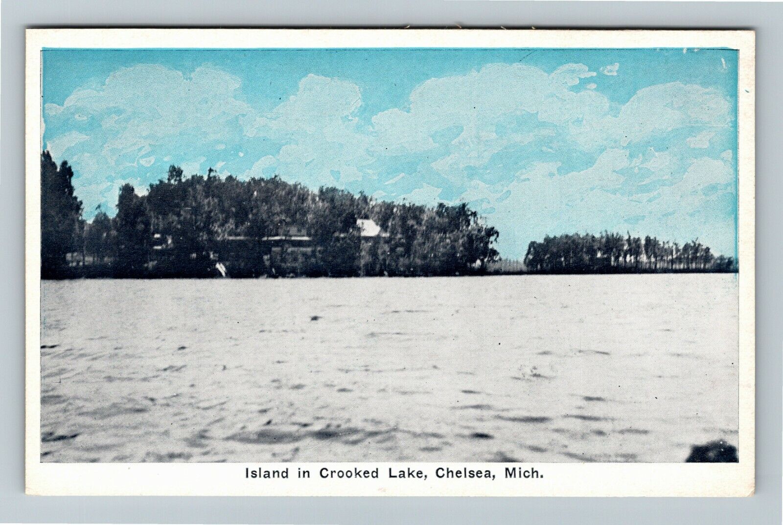 Chelsea MI-Michigan, Island In Crooked Lake, Vintage Postcard
