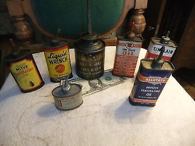 Unbranded Group Of 7 Vintage Oil Handy Collectible Oil Cans For Display