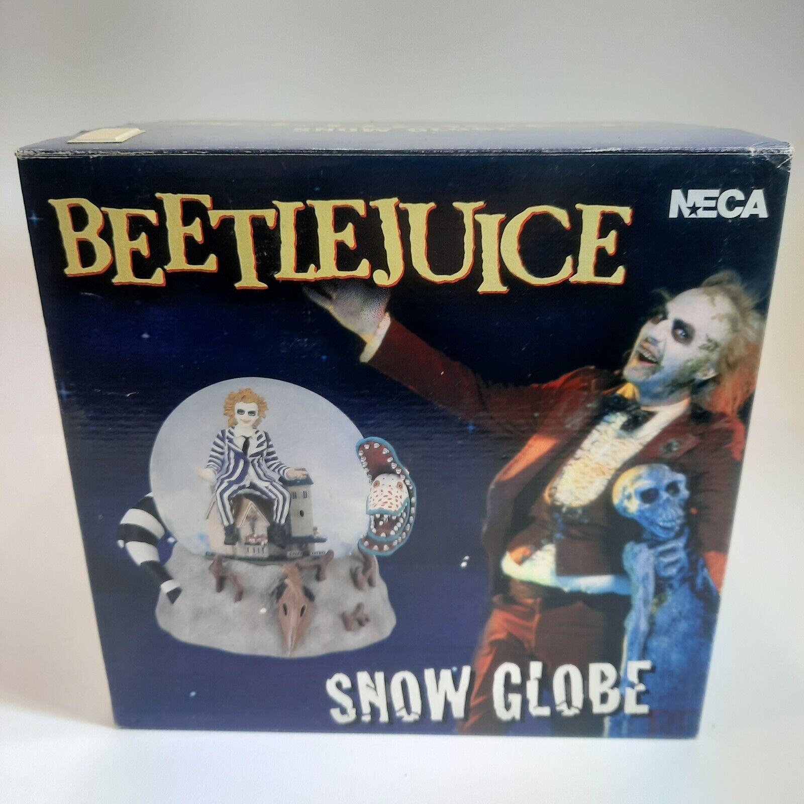 Vtg NECA Tim Burton\'s Beetlejuice 2001 Snow Globe Michael Keaton original box