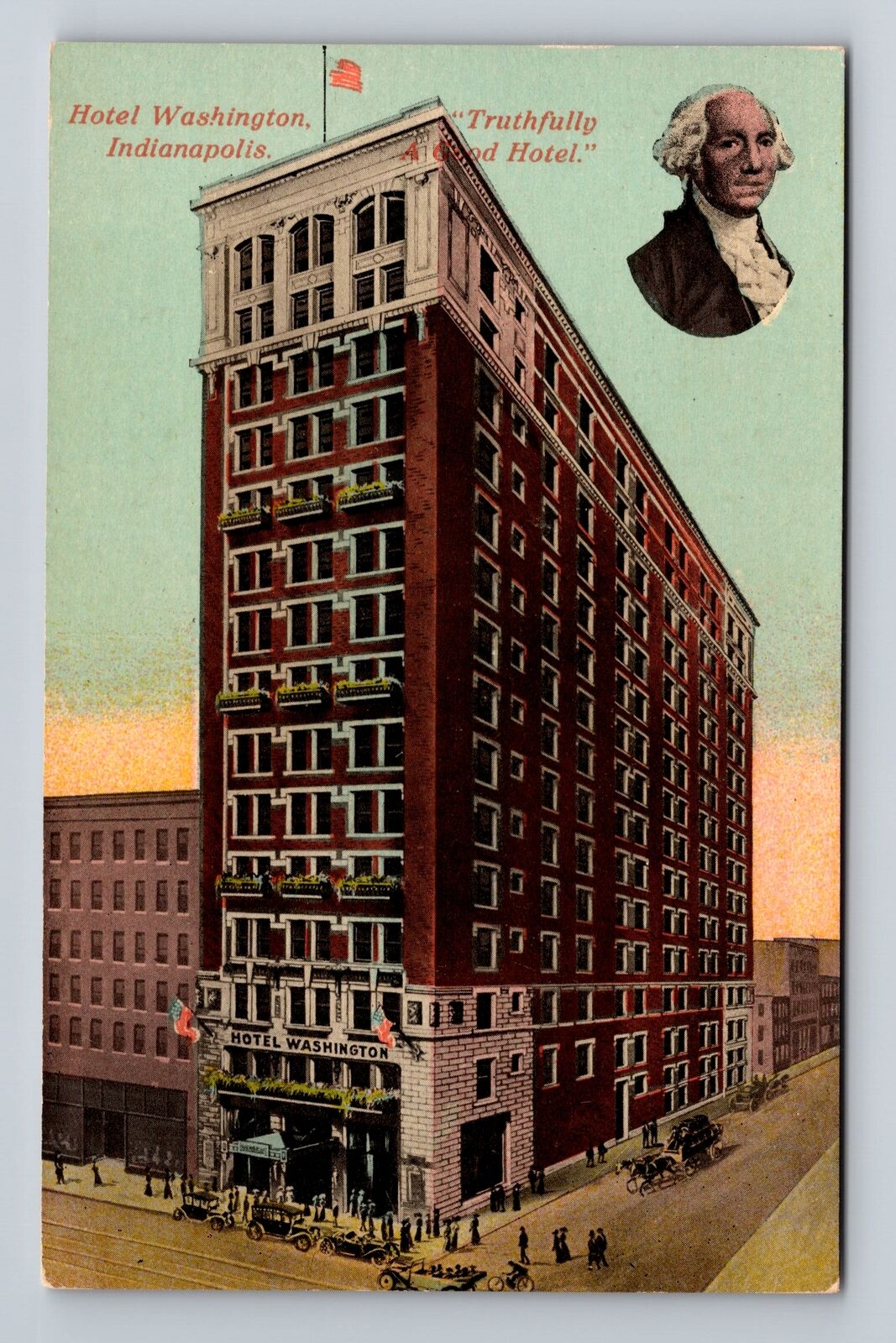 Indianapolis IN-Indiana, Hotel Washington, Advertisement, Vintage Postcard