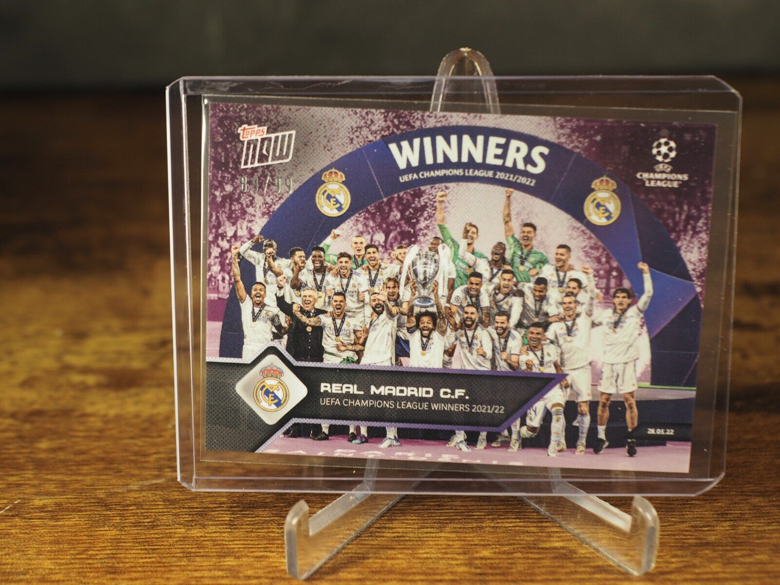 Topps Now Real Madrid UEFA Champions League Winners 2021/22 #161 Parallel 89/99