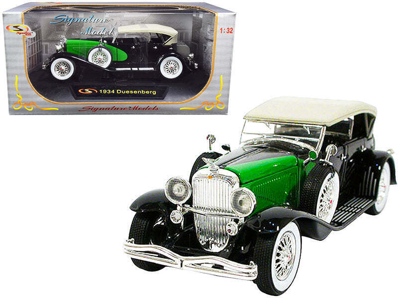 1934 Duesenberg Black and Green 1/32 Diecast Model Car