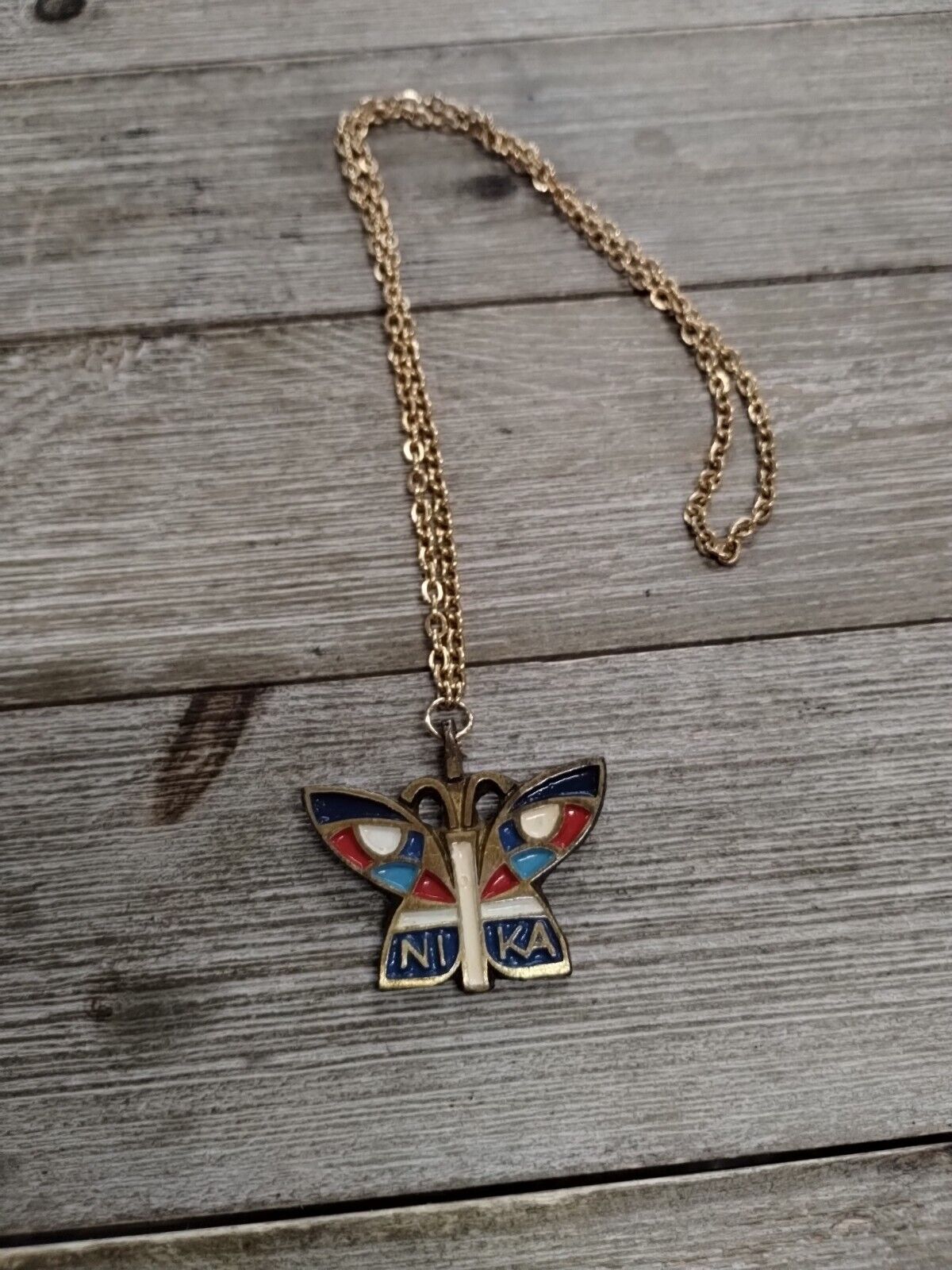 Vintage TERRA SANCTA GUILD - butterfly pendant necklace - Christ Is Risen - NIKA
