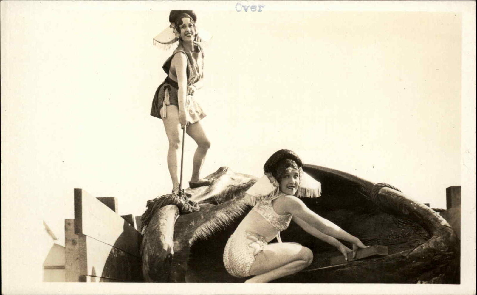 Monroe Louisiana LA Dead Whale Bathing Beauty Women Bizarre c1930 RPPC