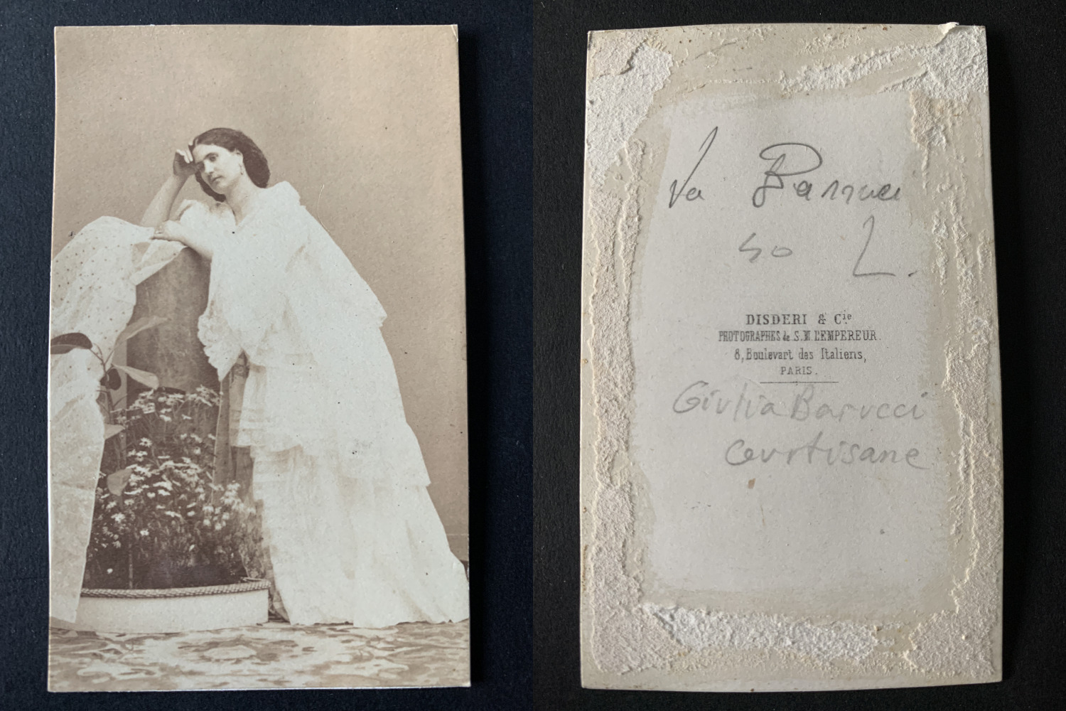 Disderi, Paris, Giulia Barucci, Vintage Courtesan Albumen Print CDV. Giulia  