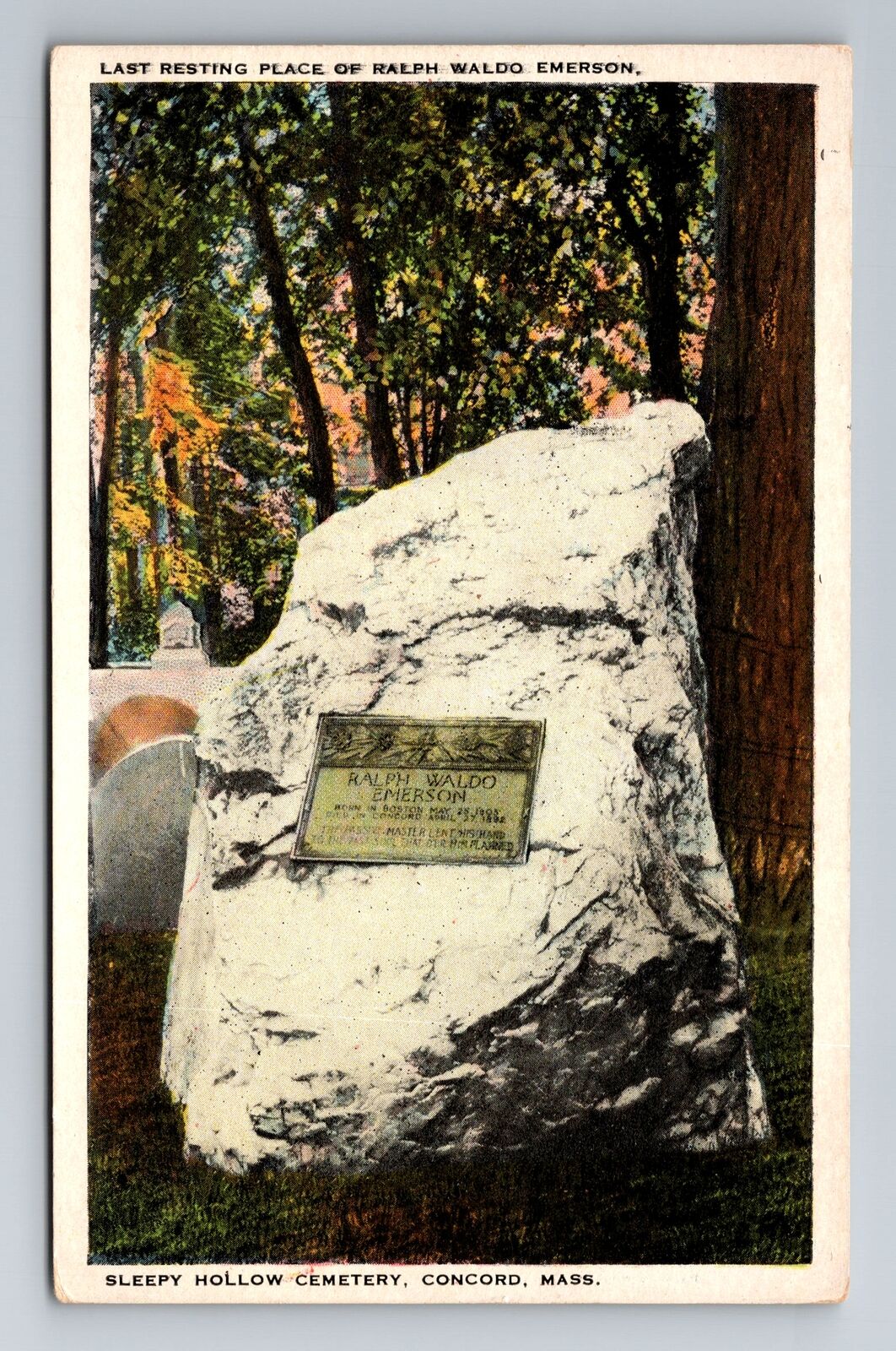 Concord, MA-Massachusetts, Sleepy Hallow Cemetery Antique, Vintage Postcard