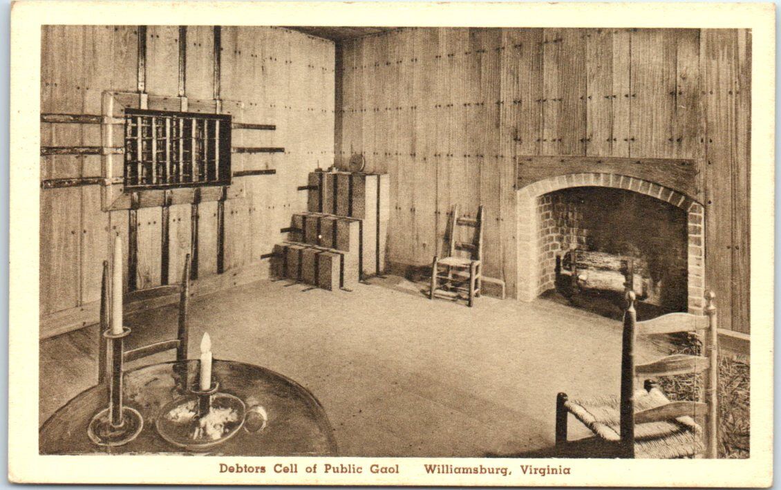Postcard - Debtors Cell of Public Gaol - Williamsburg, Virginia