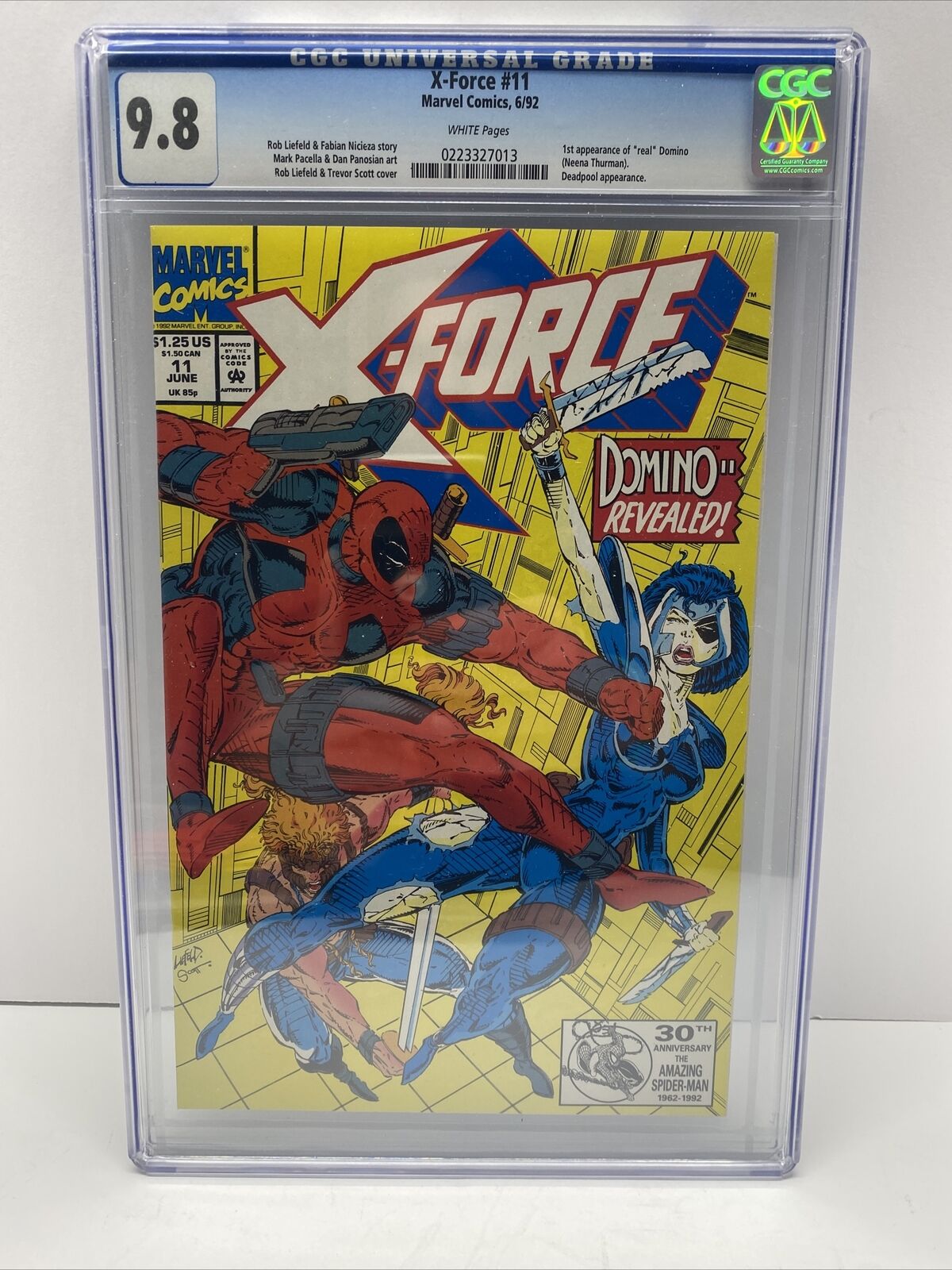 X-Force #11 (CGC 9.8 White Pages 1st App real Domino Deadpool Marvel Comic 1992