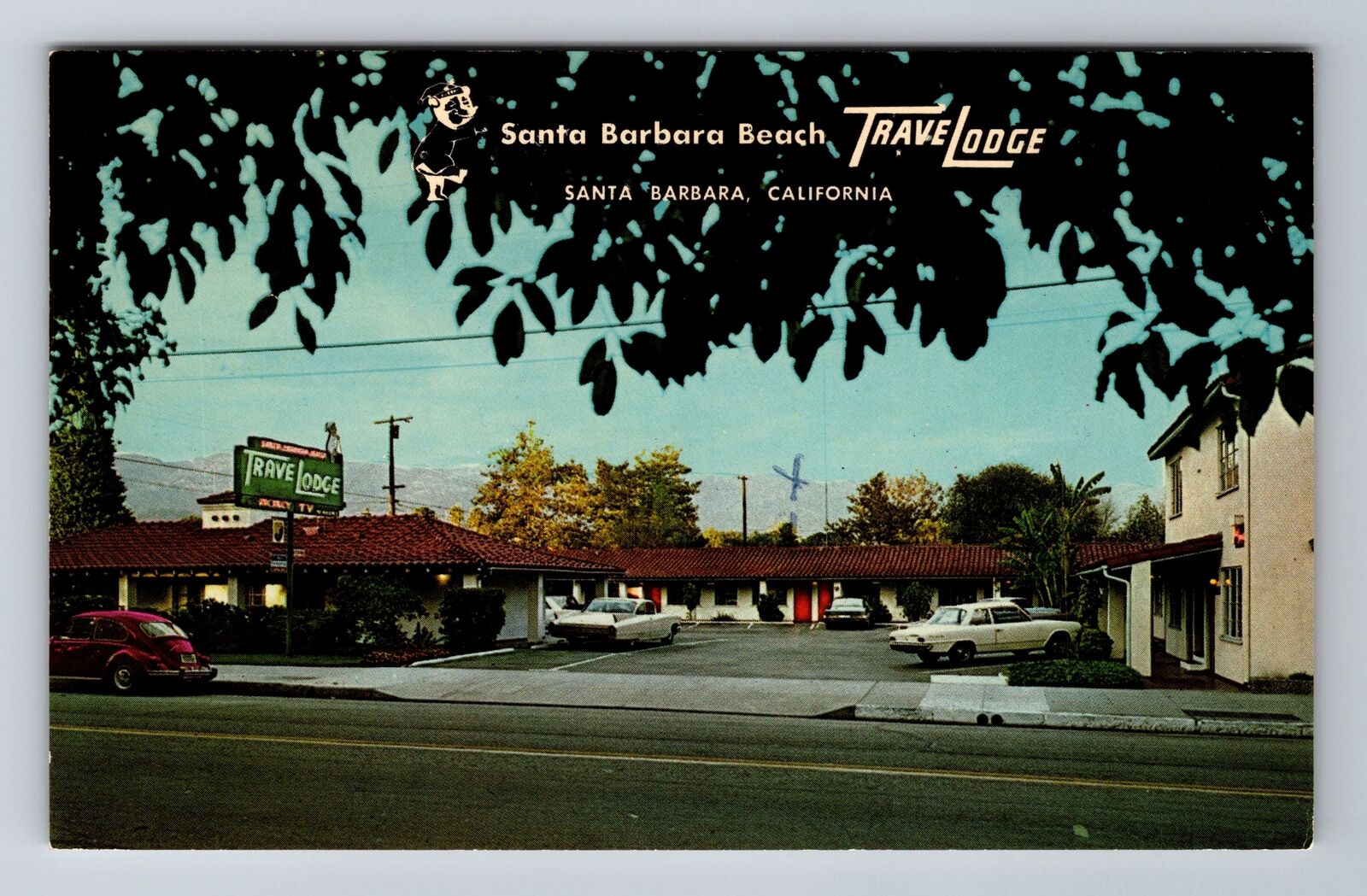Santa Barbara CA-California, Santa Barbara Beach, Travel Lodge Vintage Postcard