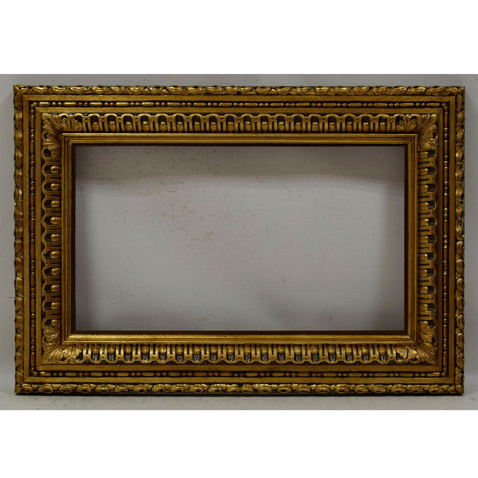 Old wooden frame  with metal leaf Internal: 24x14,3 in