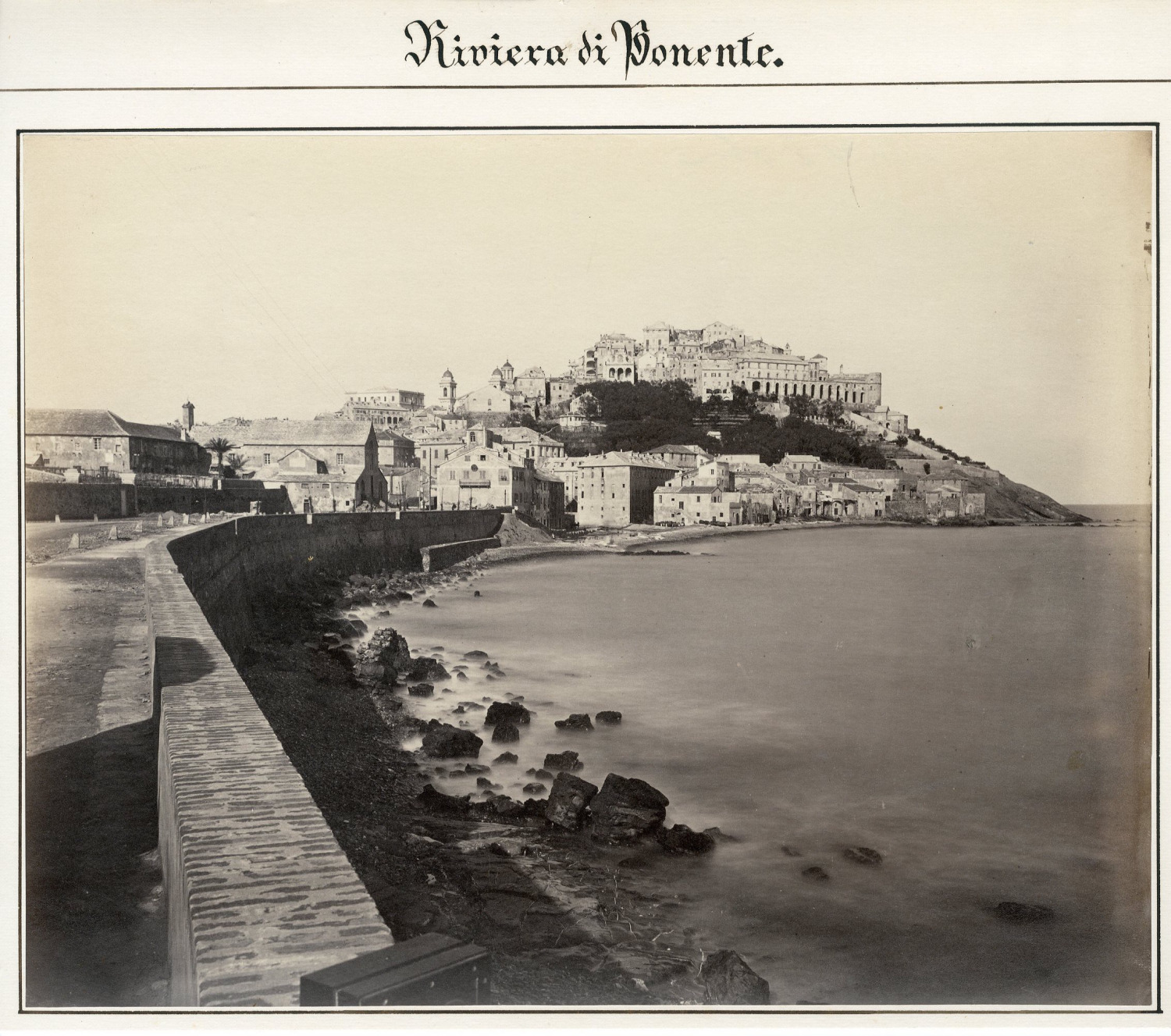 Italy, Riviera di Ponente vintage albumen print. Vintage Italy Albumin Print