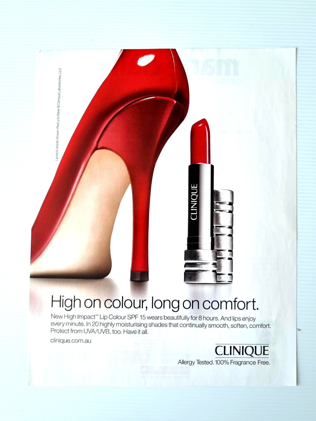 CLINIQUE - Red Lipstick Lip Colour  Makeup Shoes  Magazine  Print  AD _ D127