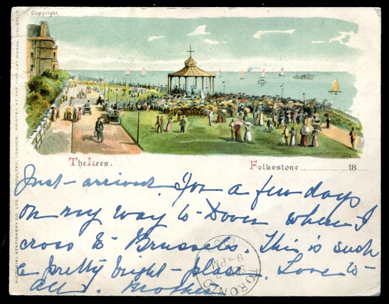 ENGLAND Folkstone Postcard 1902 Promenade The Icees