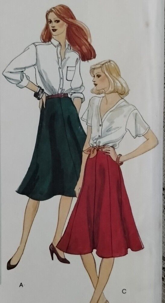1980’s 14 Very Easy Flared Skirt 3 Styles Gored Panel A-line Skirt Vogue 7757 
