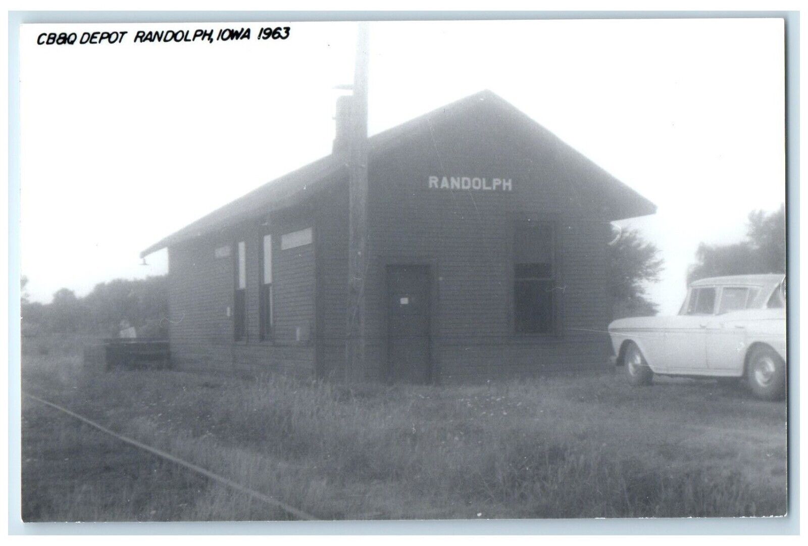 c1963 CB&P Depot Randolph Iowa Railroad Train Depot Station RPPC Photo Postcard