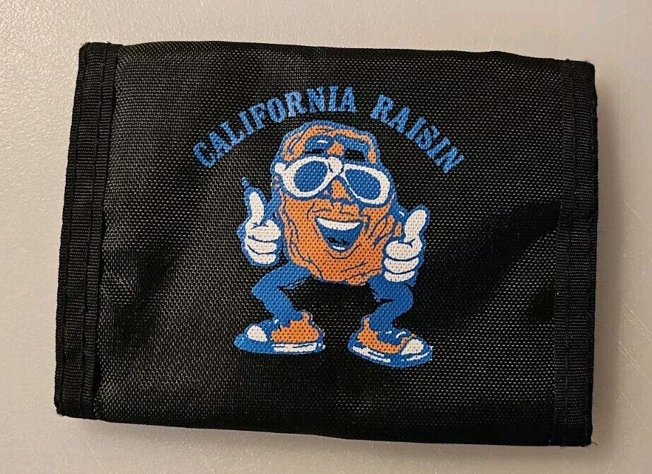 RARE VINTAGE MINT 1980's The California Raisins Nylon Bifold Hook & Loop Wallet 