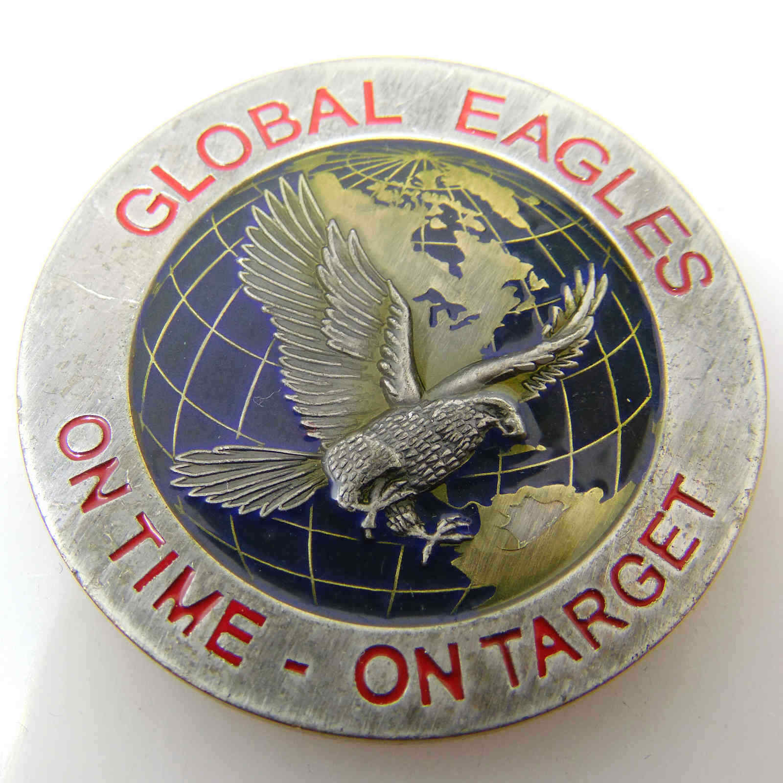 GLOBAL EAGLES ON TIME ON TARGEY 15TH AIRLIFT SQUADRON CHALLENGE COIN