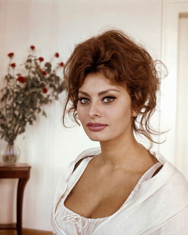 Sophia Loren Beautiful Low Cut Cleavage Glamour Portrait Vivid Color 8x10 Photo