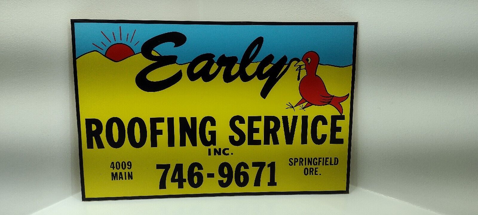 Vintage Original Roofing  Construction Sign-Decal Over Wood Oregon-Early Bird