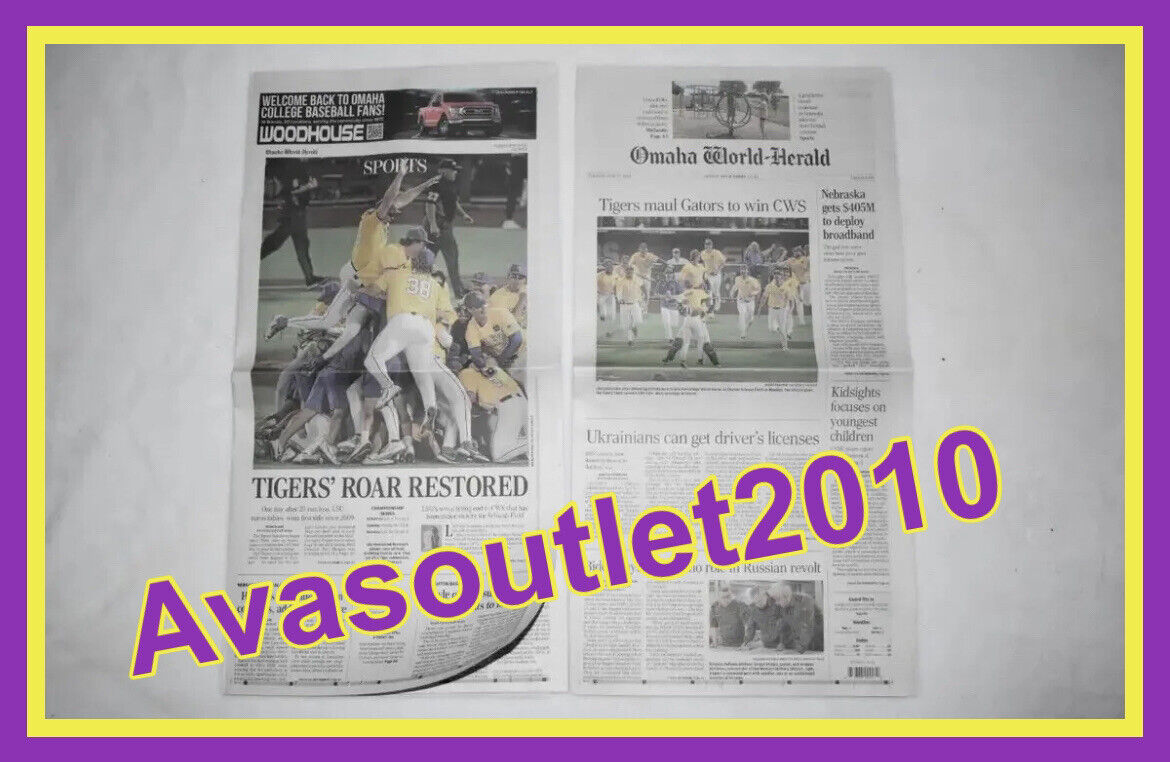 LSU Tigers Baseball College World Series OMAHA World-Herald Newspaper 6/27/23